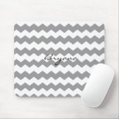 Tapis de souris moderne à motif chevron gris blanc (Avec souris)