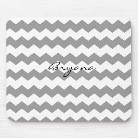 Tapis de souris moderne à motif chevron gris blanc (Devant)