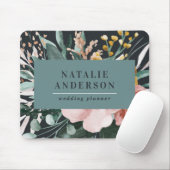 Tapis De Souris Moderne aquarelle fleurie et feuillage élégant (Avec souris)