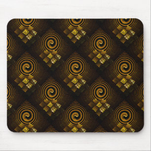 Tapis De Souris Moderne Bohème Élégant Motif d'Art Abstrait Doré #