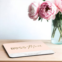 Moderne Boss Maman Stylé Blush Rose, Or & Marble