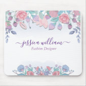 Tapis De Souris Moderne Chic Aquarelle Bleu Hydrangée Florale (Devant)