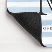 Tapis De Souris Moderne Chic Dusty Bleu Aquarelle Rayures Monogram (Coin)