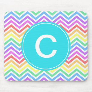Tapis De Souris Moderne, cool, tendance monogramme chevron arc-en-