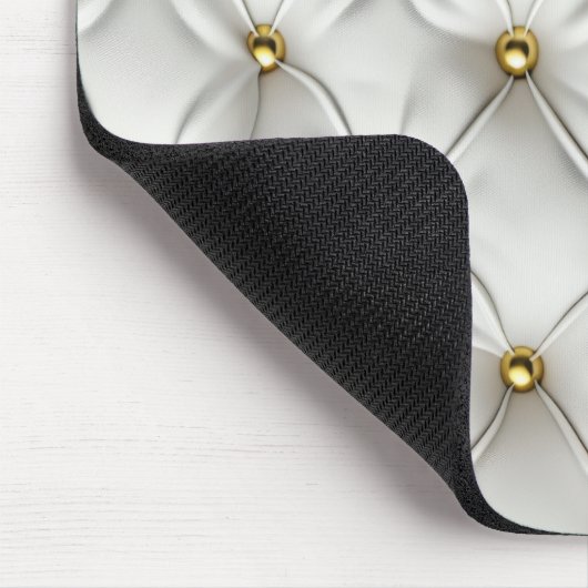 Tapis De Souris Moderne Elégant cuir blanc Tufted Or (Coin)