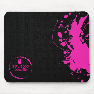 Tapis De Souris Moderne Fille Patron Rose & Nom | Meilleur Cadeau