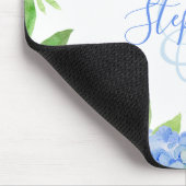 Tapis De Souris Moderne Floral bleu Hydrangée Aquarelle Monogramme (Coin)