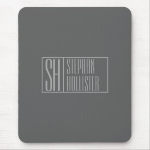 Tapis De Souris Moderne, gris sur gris foncé, logo avec initiales