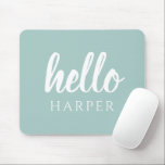 Tapis De Souris Moderne Minimale Vert Et Blanc Bonjour Et Vous Nom<br><div class="desc">Moderne Minimale Vert Et Blanc Bonjour Et Vous Nom</div>