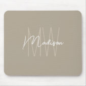 Tapis De Souris Moderne monogramme de nom écriture beige (Devant)