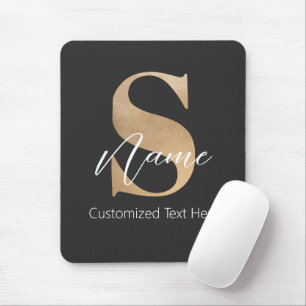 Tapis De Souris Moderne Monogramme Initiale S & Nom Personnalisé