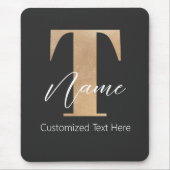 Tapis De Souris Moderne Monogramme Initiale T & Nom Personnalisé (Devant)