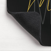 Tapis De Souris Moderne Monogramme Nom Script Noir Or (Coin)