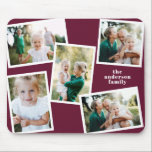 Tapis De Souris Moderne multi photo famille bordeaux simple<br><div class="desc">Décor moderne et design multi photo famille maison. La couleur bordeaux peut être changée.</div>