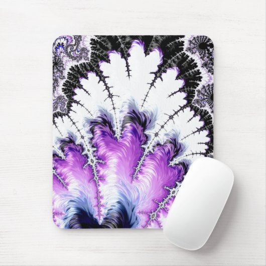 Tapis De Souris Moderne noir blanc violet dégradé Fractal (Avec souris)