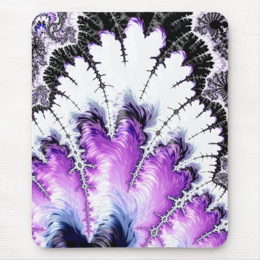 Tapis De Souris Moderne noir blanc violet dégradé Fractal (Devant)