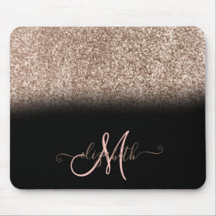 Tapis De Souris Moderne Paillettes Ombré Monogramme Noir