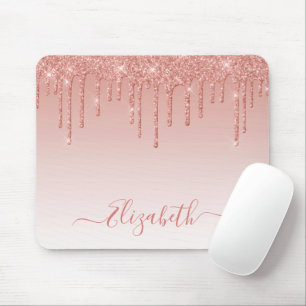 Tapis De Souris Moderne Paillettes Tendance Rose Or Style Script