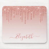 Tapis De Souris Moderne Paillettes Tendance Rose Or Style Script (Devant)