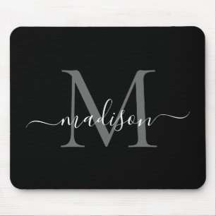 Tapis De Souris Moderne simple de manuscrit blanc noir élégant de
