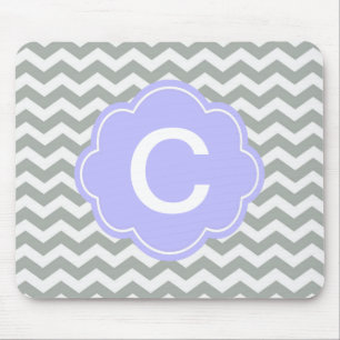 Tapis De Souris Moderne, tendance, classique gris et blanc chevron