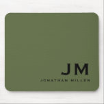 Tapis De Souris Moderne tendance Monogramme minimaliste Olive<br><div class="desc">Un monogramme minimaliste avec de grandes initiales de typographie dans une typographie de bloc classique avec votre nom ci-dessous. Cette mousepad professionnelle est parfaite pour la maison,  le bureau ou un cadeau personnalisé.</div>