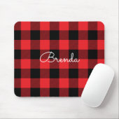 Tapis De Souris Moderne Vérification Red et Black Buffalo (Avec souris)