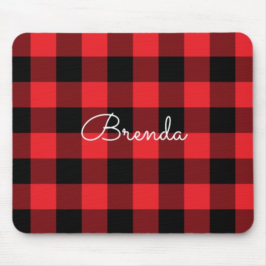 Tapis De Souris Moderne Vérification Red et Black Buffalo (Devant)