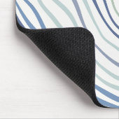 Tapis De Souris Moderne Wavy Blue & Green Motif Abstrait Mousepad (Coin)