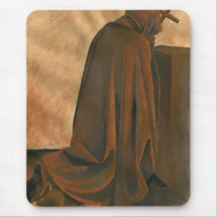 Tapis De Souris Moine Grégorien Dans La Prière Portant Un Cassock