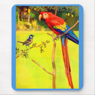 Tapis De Souris moineau et perroquet