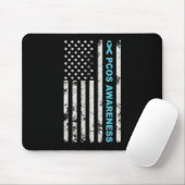 Tapis De Souris Mois de la sensibilisation Ruban sarcelle Drapeau (Avec souris)
