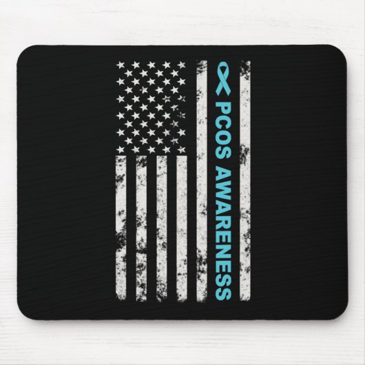 Tapis De Souris Mois de la sensibilisation Ruban sarcelle Drapeau (Devant)