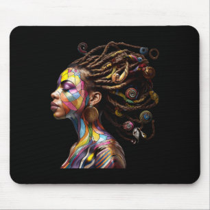 Tapis De Souris Mois de l'histoire des Noirs Cheveux Loc's Art Rei
