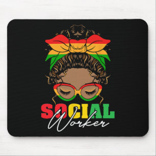 Tapis De Souris Mois de l'histoire des Noirs Travailleur social Tr