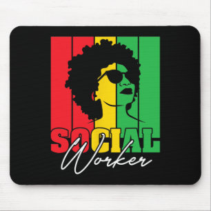 Tapis De Souris Mois de l'histoire des Noirs Travailleur social Tr