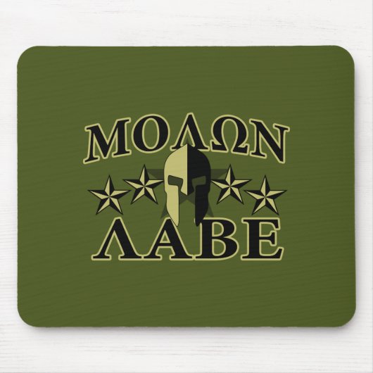 Tapis De Souris Molon Labe Spartan 5 étoiles Olive Green (Devant)