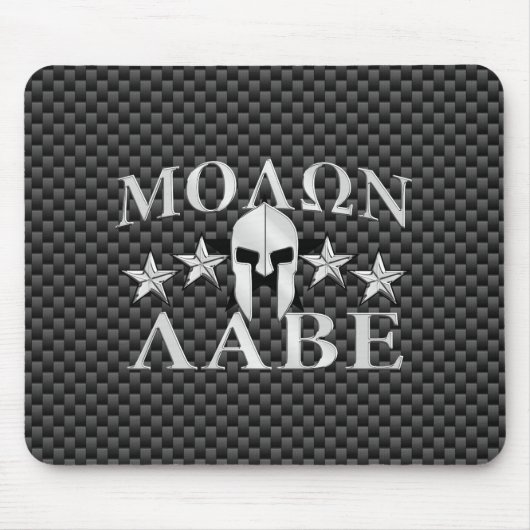 Tapis De Souris Molon Labe Spartan Warrior 5 stars Carbon (Devant)