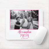 Tapis De Souris Mom Established Pink Script Name Photo  (Avec souris)