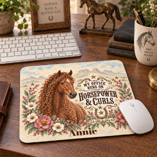 Tapis De Souris Mon bureau tourne à la puissance cheval et aux bou