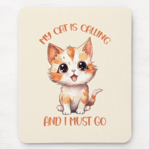 Tapis De Souris Mon Chat Appelle Un Chat Orange Cute