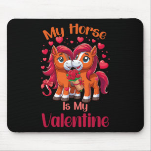 Tapis De Souris Mon cheval est la Saint-Valentin vintage amoureux