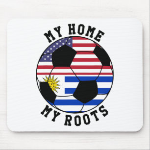 Tapis De Souris Mon chez-moi Mes racines Drapeau Uruguay Football 