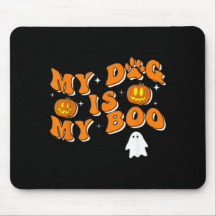 Tapis De Souris Mon chien est mon Boo Groovy Ghost Dog Halloween D