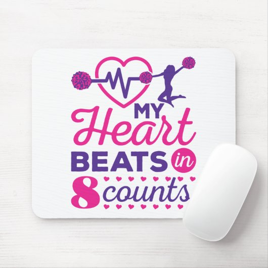 Tapis De Souris Mon coeur bat en 8 comtes Cheerled Cheer (Avec souris)