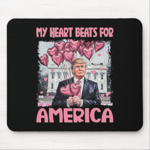 Tapis De Souris Mon cœur bat pour l'Amérique Trump Saint-Valentin