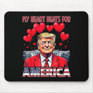 Tapis De Souris Mon cœur bat pour l'Amérique Trump Saint-Valentin