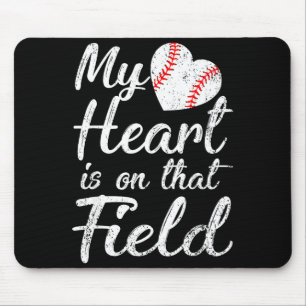Tapis De Souris Mon cœur est sur ce terrain de baseball maman de s