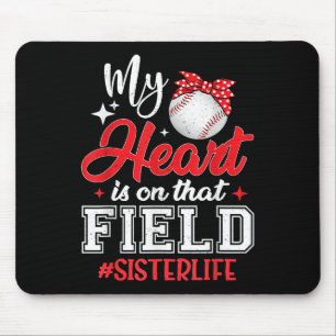 Tapis De Souris Mon Coeur Est Sur Cette Soeur De Baseball De Terra