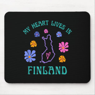 Tapis De Souris Mon Coeur Vit En Finlande Retro Voyage Super Et